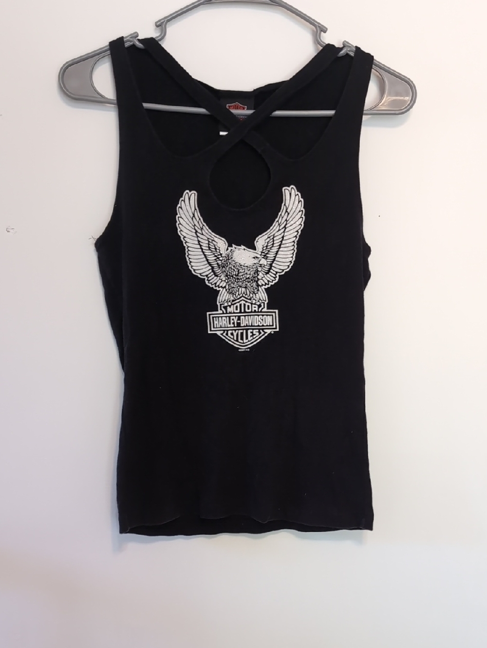 Harley Davidson Black Criss Cross Neck Women's Tank Size Medium